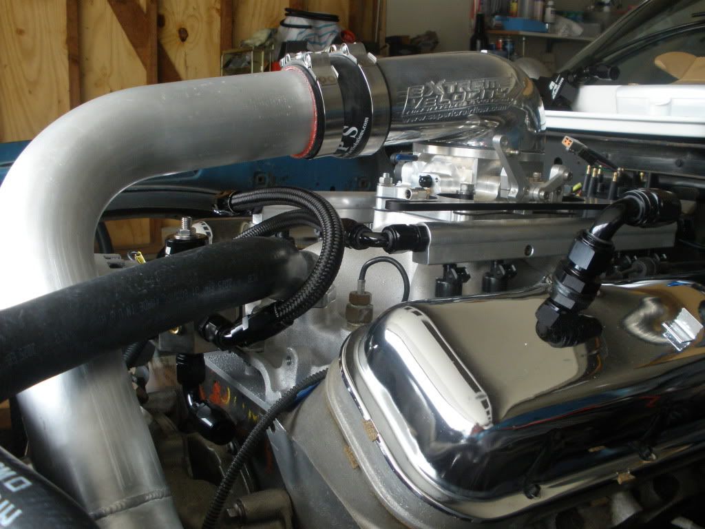 Black braided fuel hose routing (NHRA LEGAL)